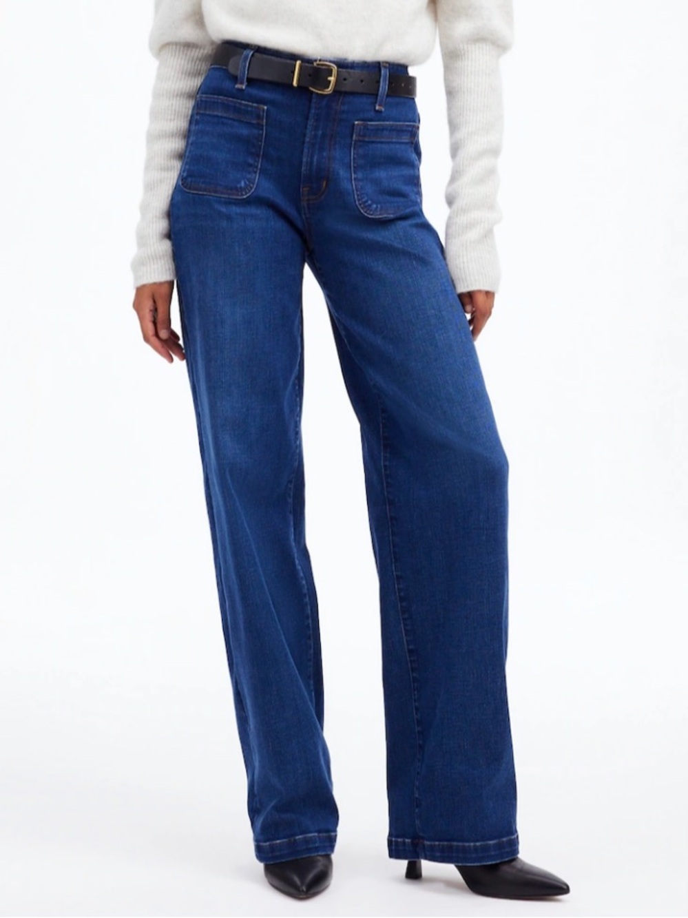 Madewell The Petite Emmett Wide-Leg Full Length Jean Patch Pocket Edition 27P